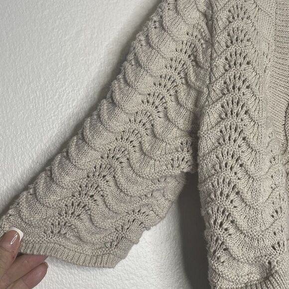 INC International Concepts Boho Open Front Shrug  Beige Glitter Fairycore SZ‎ M - Picture 5 of 10